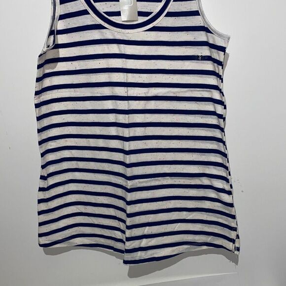 24/7 Maurices Women's White Blue Striped Flecked Forever Tank Top Size XS NWT - Picture 2 of 9
